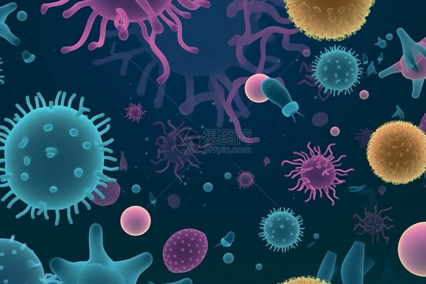 病毒微生物3D概念图图片