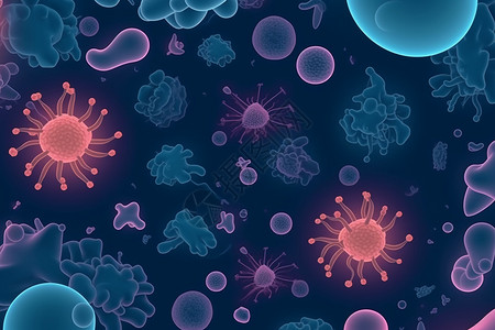 抽象病毒微生物3D概念图背景图片