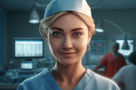 手术帽穿着手术服的女医生设计图片