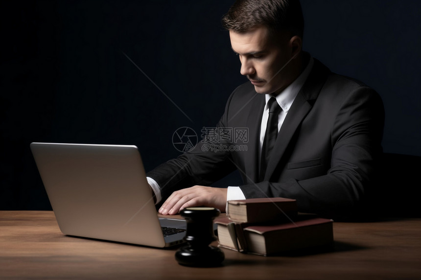 在笔记本电脑上工作的律师图片