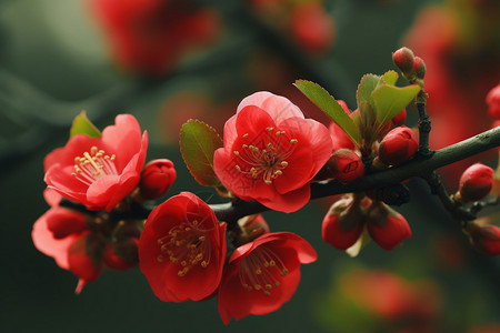 春天的红色花朵图片