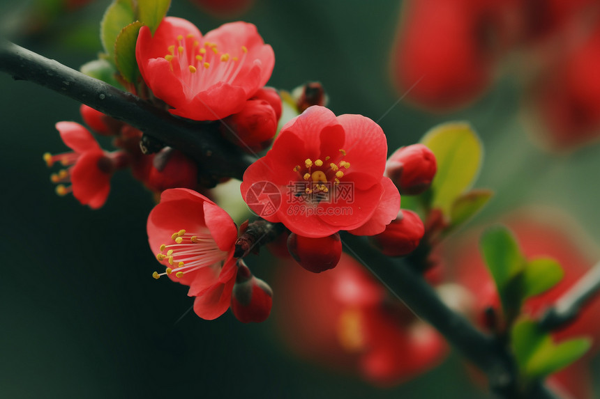 盛开的红色花朵图片