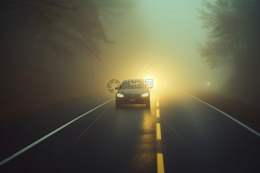 汽车在浓雾中驾驶图片