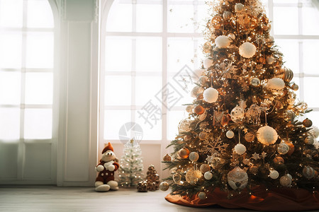 客厅里的圣诞树背景图片
