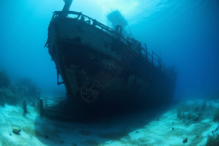 水下大型沉船高清图片