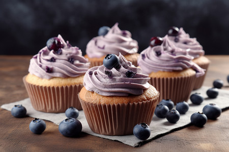 蓝莓纸杯蛋糕背景图片