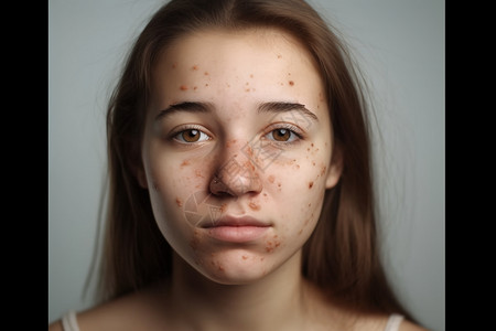 痘痘素材照片肤色白皙的年轻女子背景