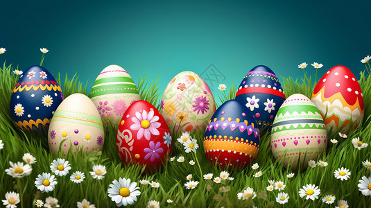 复活节的精美彩蛋背景图片