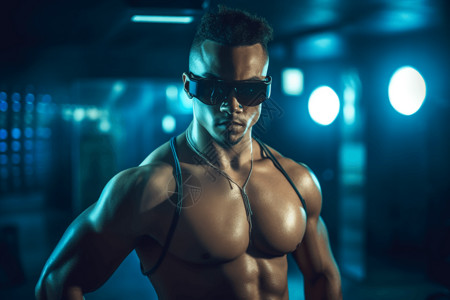肌肉男人体艺术戴着墨镜的肌肉男设计图片