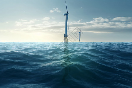 海洋中的风能发电机图片