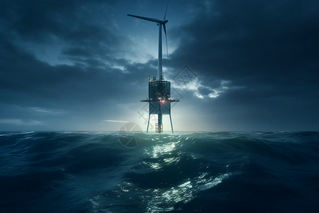 海洋中的风力发电机图片