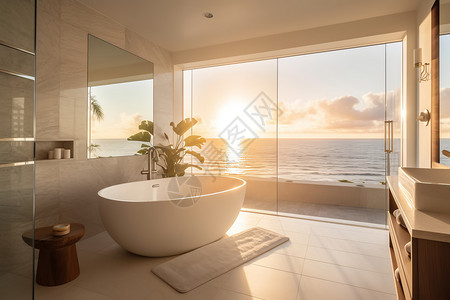 舒适的海滨浴室图片