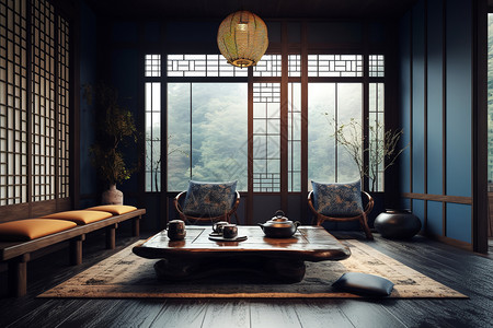 简约风格茶具传统风格茶室背景