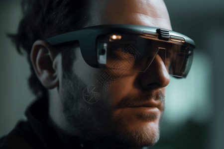 科技感ai戴着VR眼镜的外国人背景