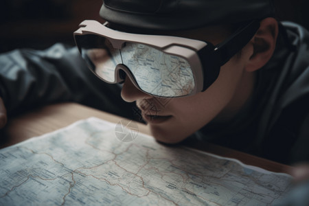地图3d素材智能VR眼镜科技背景