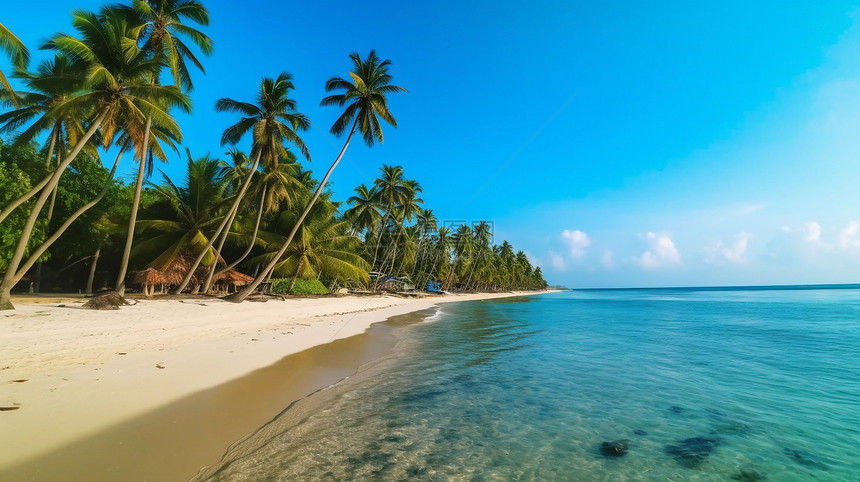 夏日的大海和椰子树图片