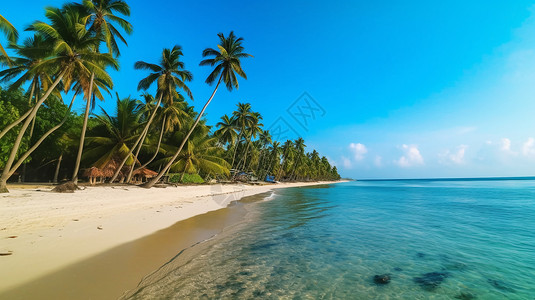 夏日的大海和椰子树背景图片