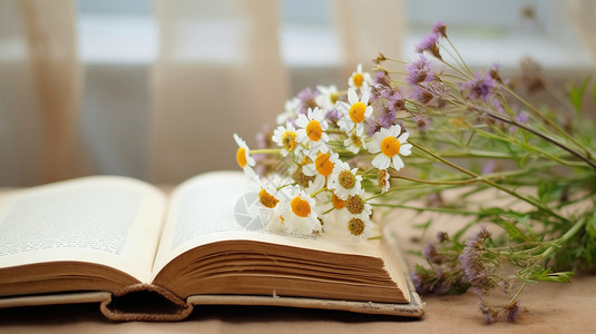 书上的白色雏菊花背景