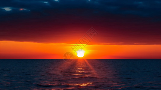 唯美海上日出风景背景图片