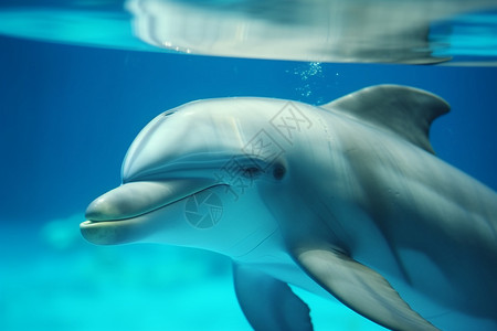 海豚在水族馆内游泳图背景图片