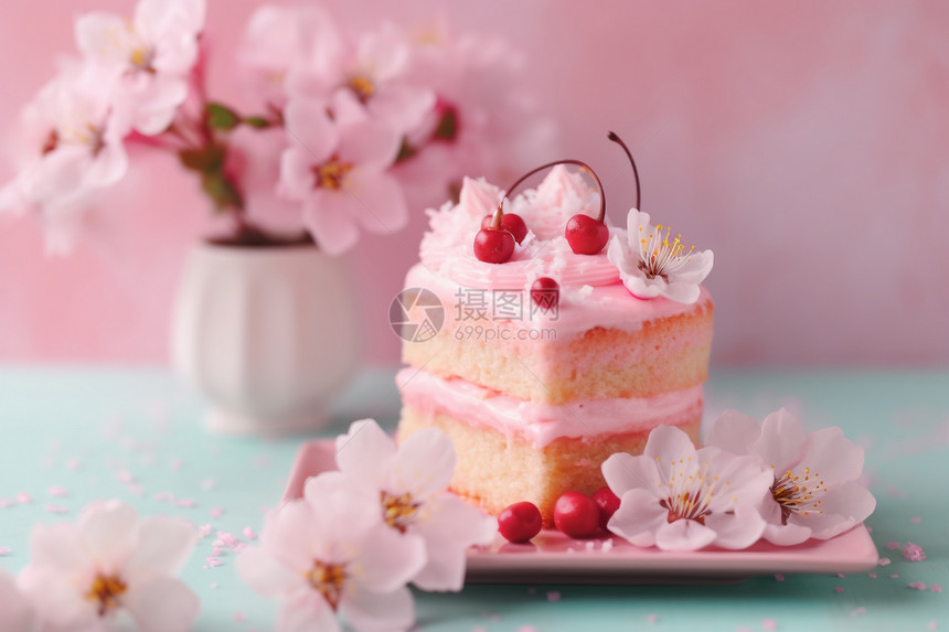粉红色奶油蛋糕图片图片