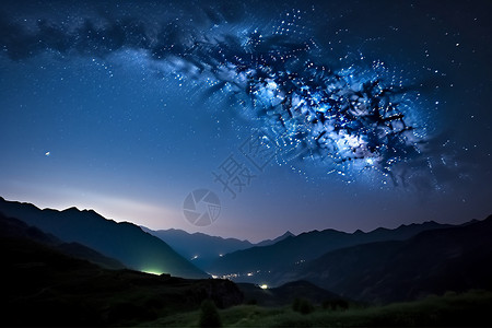 观景树夜夏山顶星空3D概念图设计图片