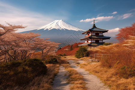栉田神社美丽的风景背景