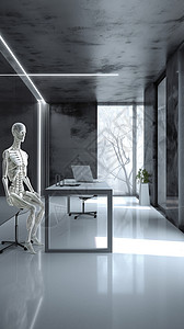 人体骨骼模型在办公室图片