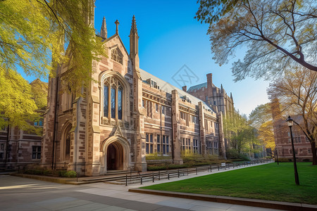 独特建筑耶鲁大学校园景观图背景