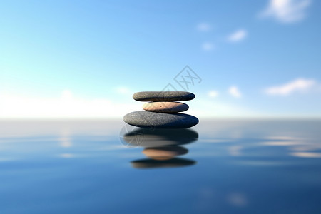 水油平衡禅宗石头在平衡水的创意图设计图片