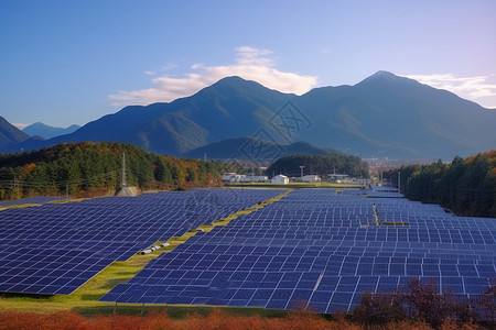 山农场山脉中的光伏电站图片设计图片