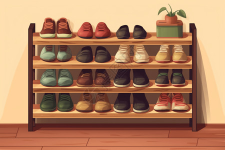 鞋子收纳鞋架的设计插画