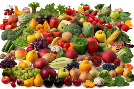 新鲜水果和蔬菜图背景图片