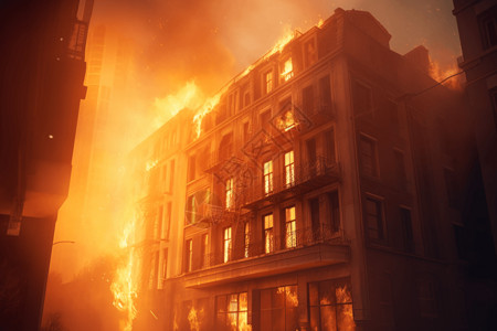 烈火燃烧的大楼图片