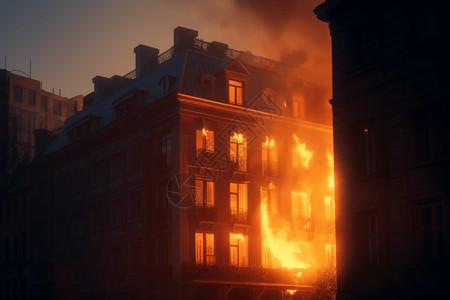 大火燃烧的大楼图片