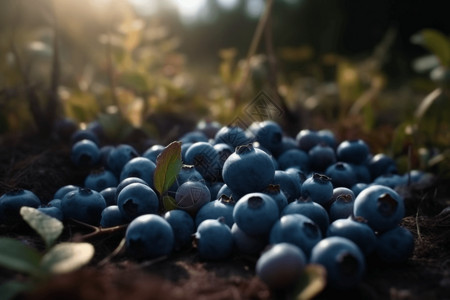 成熟多汁的蓝莓背景图片