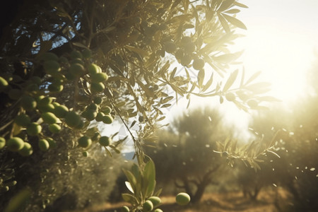 果园的橄榄树背景图片