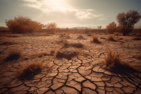 干旱开裂的土地背景图片