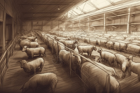 家禽养殖场小羊养殖场插图插画