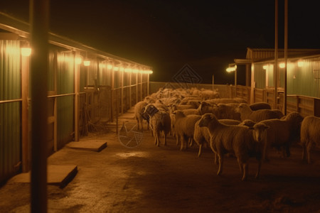 家禽动物农场羊圈和羊设备设计图片
