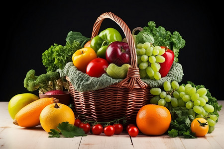 各种有机蔬菜和水果图片背景图片