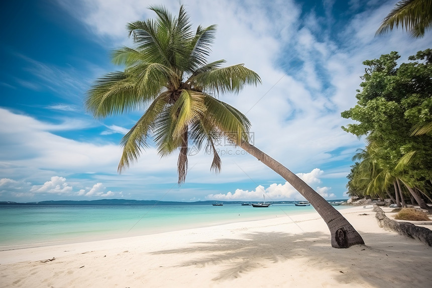 沙滩上的椰子树图片图片
