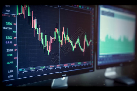 财务桌面计算机显示器上的股票指数图片设计图片