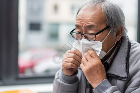 老年人打哈欠患流感的老年人背景