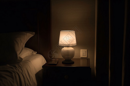 中工卧室卧室中的台灯背景