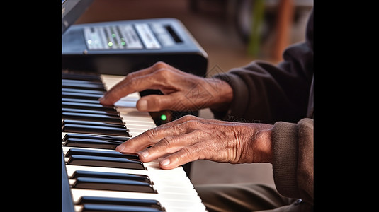 弹钢琴的老人】老人演奏电子琴背景