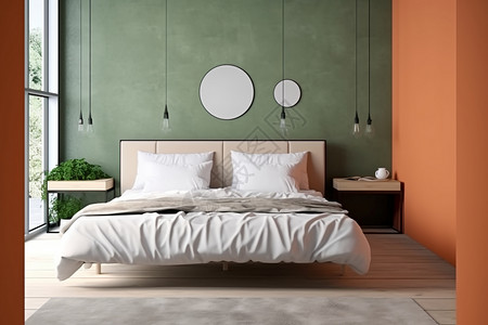 现代卧室时尚内饰3D效果图背景图片