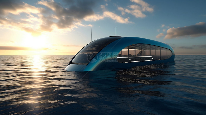 未来派太阳能海洋船图片