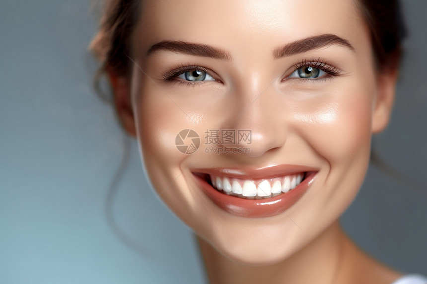 女人微笑露出洁白的牙齿图片