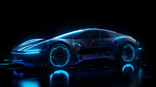未来科技感电动汽车背景图片